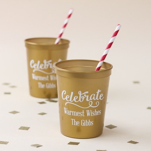 Christmas Holiday Party Supply Guide - Personalized Holiday Stadium Cups